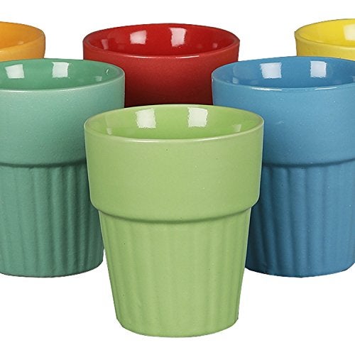 miah decor Tea Chai Milk Coffee Small Glass/Cups/Mug (Multicoulour) 150 ml -Set of 6 Stoneware Cutting Chai Glasses; Microwave & Diswasher Safe - Image 2