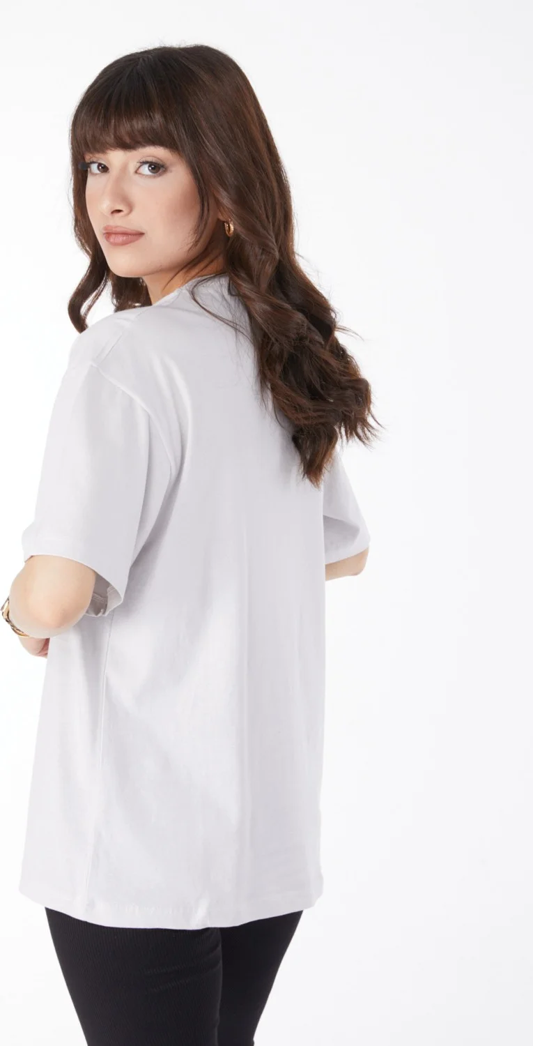 Tofisa Plain Crew Neck Women's Gray Printed T-Shirt - 25167