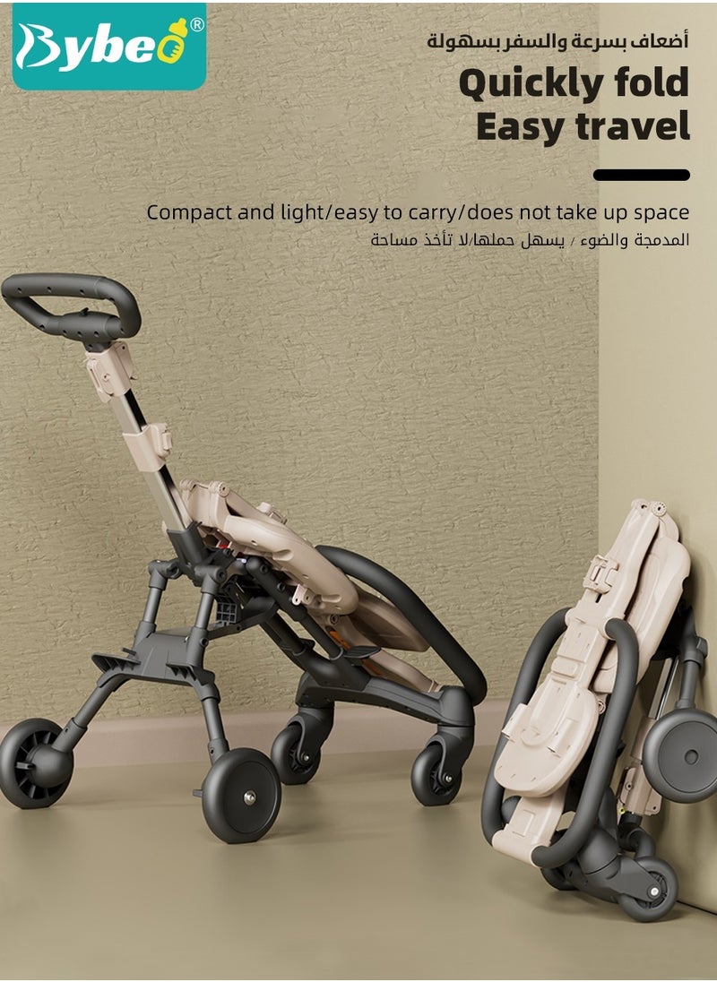 Bybeo Baby Stroller, Infant Lightweight Travel Stroller, Folding Travel Cabin With 4 Wheels and Compact Fold Canopy Shoulder Strap for Toddlers 6-60 month, High Landscape  - Image 5