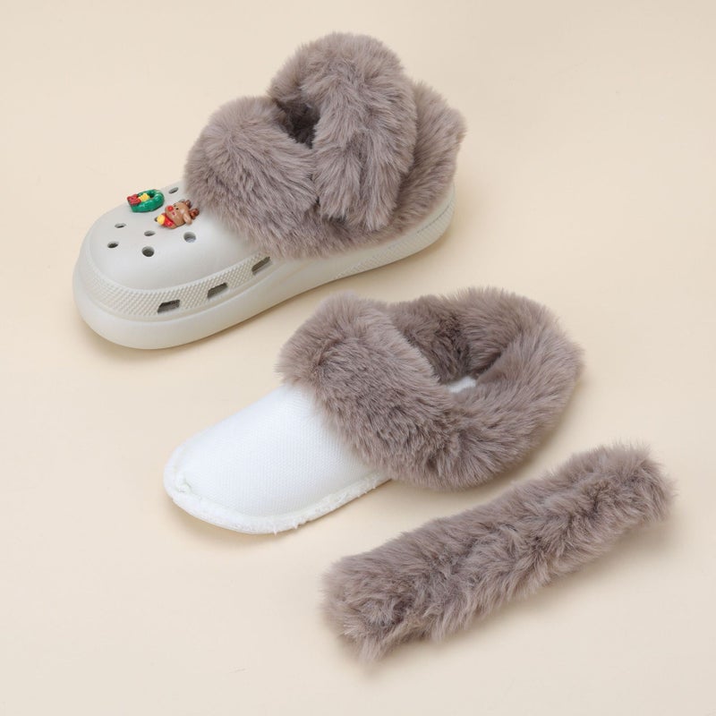 Plush-Lined Clogs With Removable Fur Covers, Winter Cotton-Lined Warm Women'S Fur Slippers, Men'S Cotton Covers, Washable - Image 3