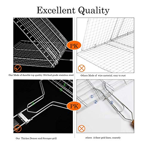 Delavala BBQ Grilling Basket with Removable Handle for Fish, Vegetables, Steak, Shrimp, Meat, Food,Stainless Steel Grill - Image 5