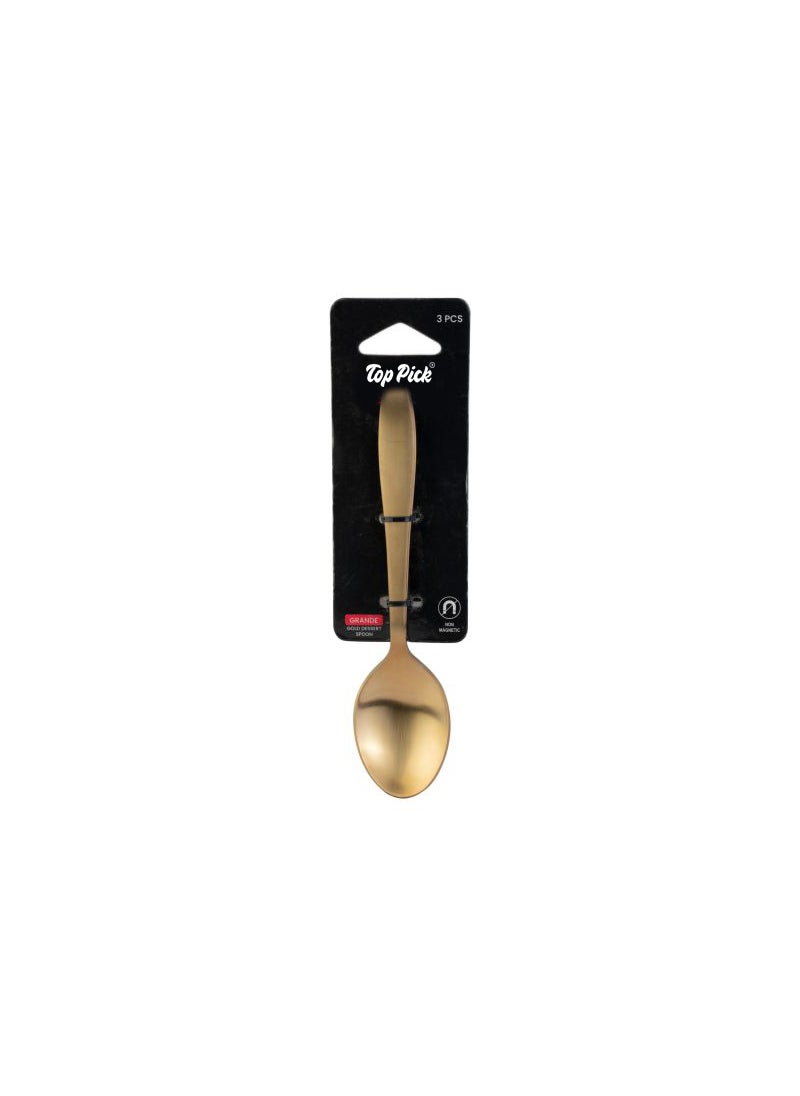 Top Pick Gold Dessert Spoon Km0105 3Pc Pack Grande 