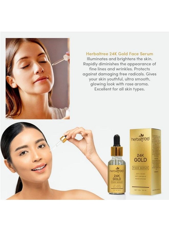 Herbal Tree - Herbaltree 24K Gold Face Serum For Radiant Complexion; Anti Aging Face Serum For Youthful Glowing Skin; Suitable For Women & Men - Image 1