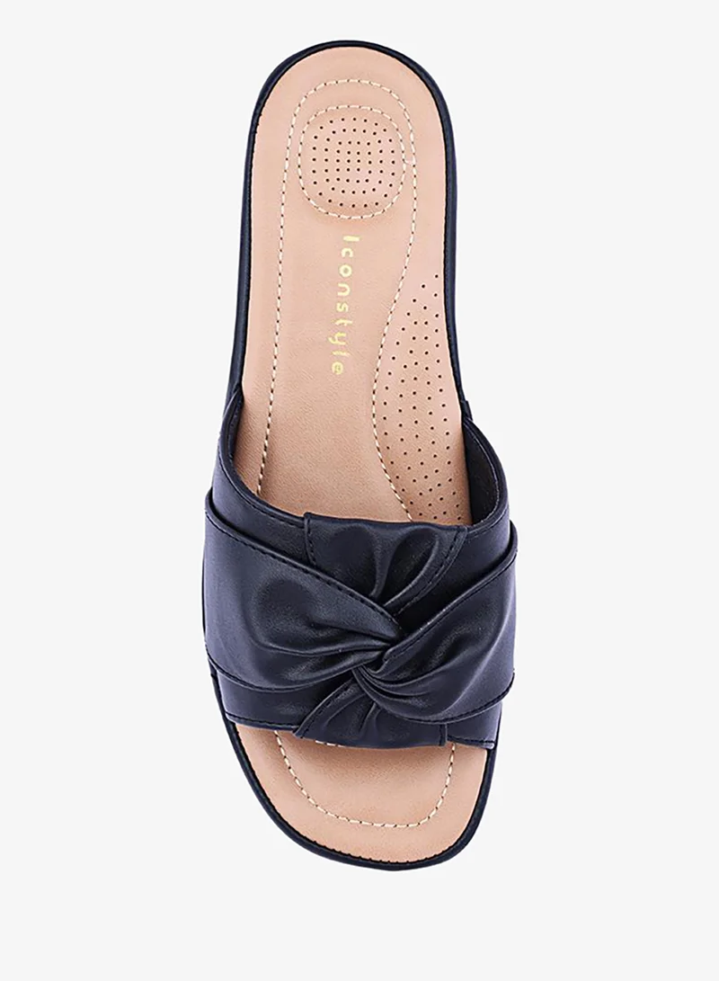 Iconstyle Black Crystal Embellished Slip-On Sandals for Women | Best Price UAE