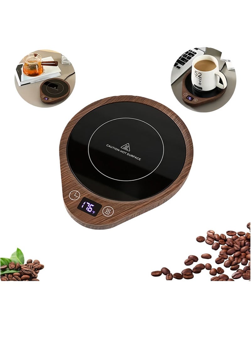 Apustim Coffee Cup Warmer，3 Level Temperature Control，4 Hour Auto Shut Off，Ideal for Heating Coffee，Tea，Milk，or Hot Chocolate，Suitable for Office and Home Use （Wood Grain Finish） - Image 1