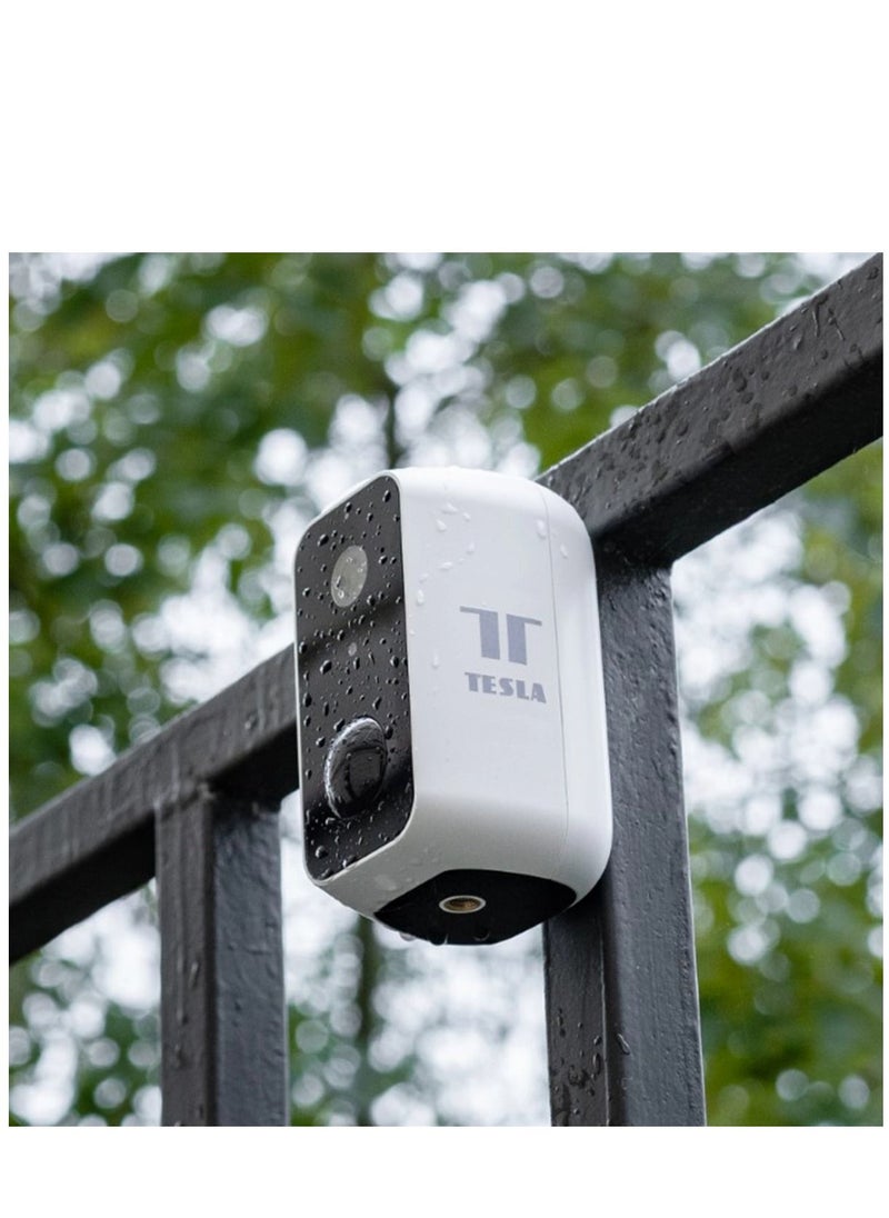 Tesla - Smart PIR Battery Powered Outdoor Security Camera with Night Vision, Two-Way Talking, works with Google, Alexa & Tesla Home App - Image 1