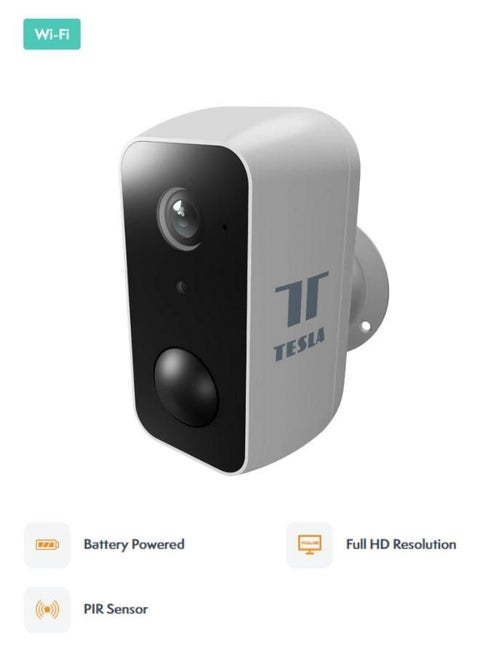 Smart PIR Battery Powered Outdoor Security Camera with Night Vision, Two-Way Talking, works with Google, Alexa & Tesla Home App