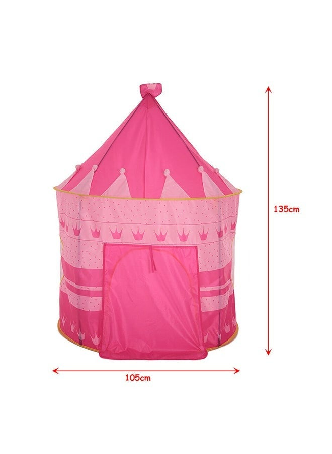RollsTimi  Portable Foldable Castle Tent House For Kids,Pink Tent with Moon and Star Pattern 105x105x135cm - Image 2