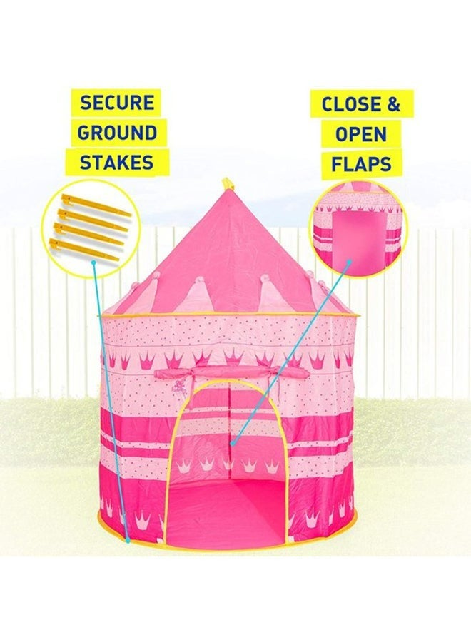 RollsTimi  Portable Foldable Castle Tent House For Kids,Pink Tent with Moon and Star Pattern 105x105x135cm - Image 3