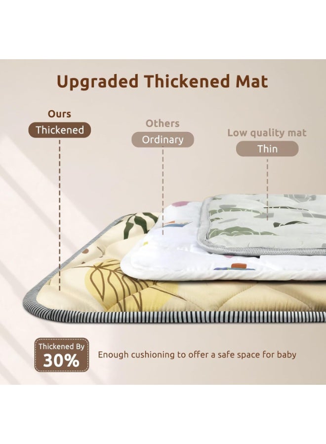 DMG TECH Baby Play Mat 50x50 Inch - Vintage Monstera Pattern, 3-Layer Soft Surface with Thickened Pad & Non-Slip Bottom, Fits Standard Playpen, Skin-Friendly & Easy to Clean - Image 3