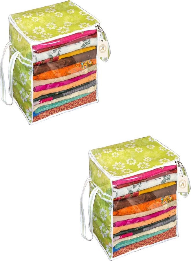 AARON INC Saree Storage Bag | Premium Wardrobe Cloth Organizer Box | Large Garment Cover with Polka Dot Design | Durable Fabric, Transparent Window | Pack Of 2 AWPM12309 - Image 1