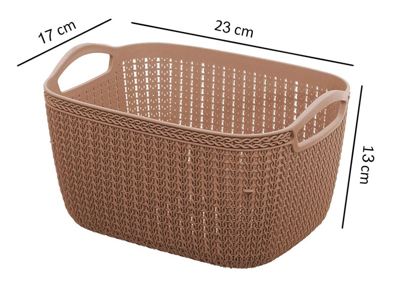 Kuber Industries Fruit Basket For Dining Table|Plastic Basket For Storage|Flexible Kitchen Storage Baskets|Pack of 5 (Brown) - Image 3