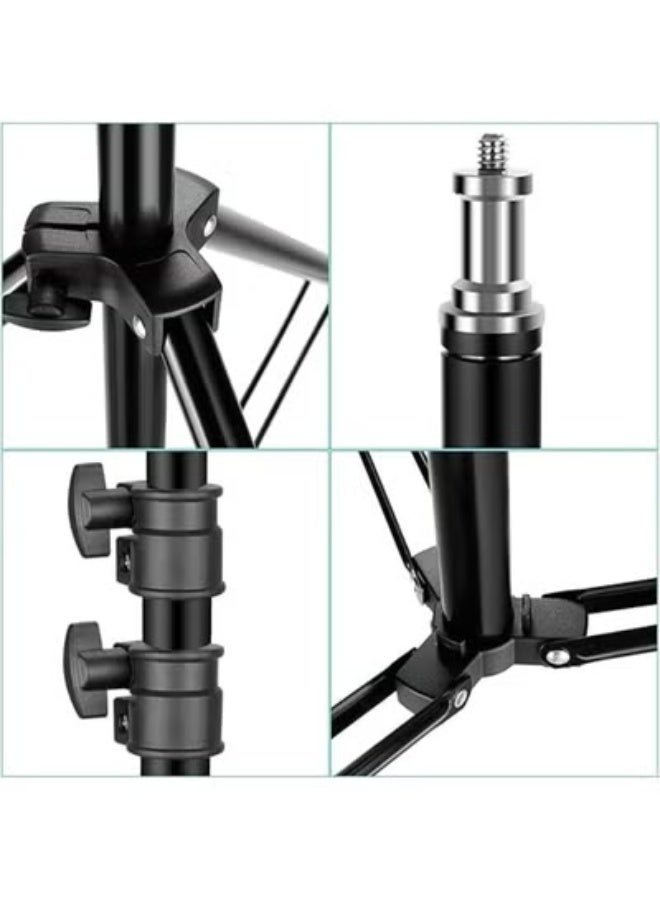 7-Foot Heavy-Duty Light Stand with Phone Clip & Bluetooth Remote – Professional Studio Lighting Support for Ring Lights, Flash, Reflectors & More - Image 3