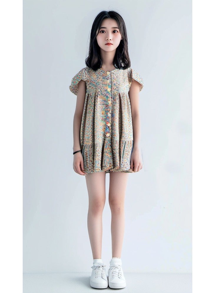 RALPH LAUREN POLO RALPH LAUREN Kids BLUE FLORAL DRESS - Size 3/3T - Image 1