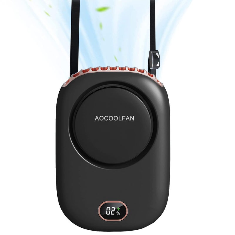 AOCOOLFAN Portable Neck Fan Mini Small Personal Handheld Fan USB Rechargeable 3 Speed for Girls Boys Woman Eyelash Travel Home Office Outdoor Black