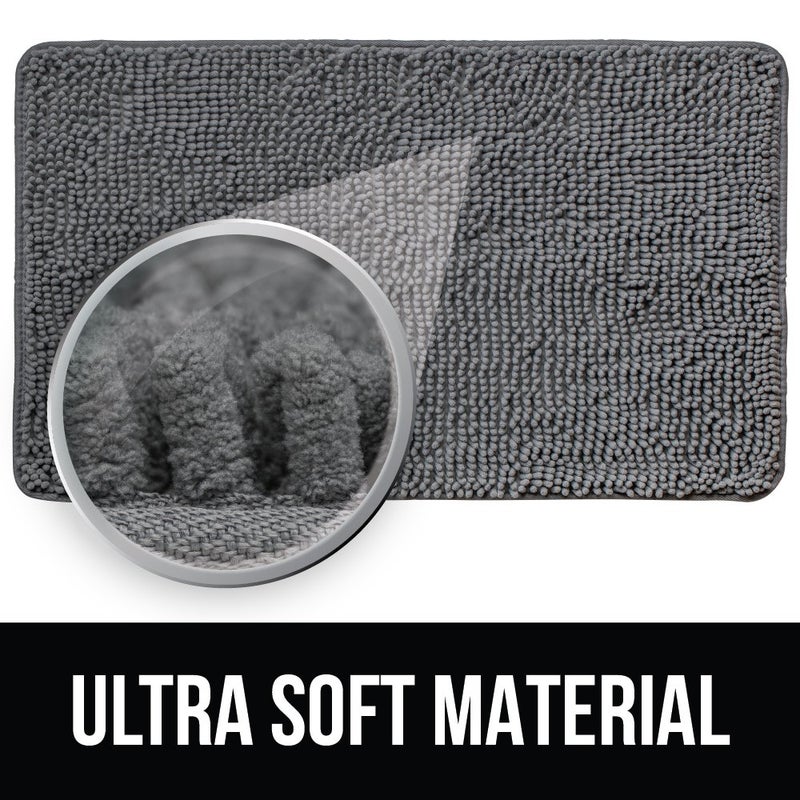 KANGAROO Bathroom Rugs  Chenille Soft Absorbent Bath Rug  Shaggy Shower Mat  Quick Dry Machine Wash Bathmat  Plush Carpet Mats for Tub  Bathtub and Bath Room Home Decor Accessories  30x20  Gray - Image 2