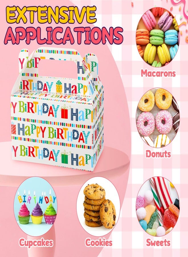 Zhanmai 36 Pack Birthday Party Treat Boxes 6 Inch Goodie Boxes for Party Favors Treats Gable Box Bulk Happy Birthday Paper Gift Wrapping Container Candy Cookie Cupcake Snack Bags with Handle - Image 4