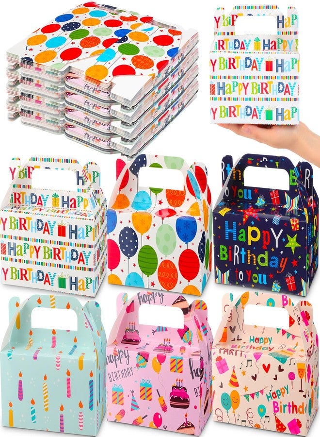 Zhanmai 36 Pack Birthday Party Treat Boxes 6 Inch Goodie Boxes for Party Favors Treats Gable Box Bulk Happy Birthday Paper Gift Wrapping Container Candy Cookie Cupcake Snack Bags with Handle - Image 1