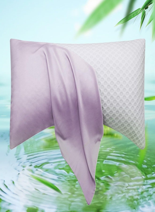 ELIBABA Cooling Side Sleeper Pillow Cases - Curved Bamboo Pillowcase Cover with Zipper - Breathable Cool Silky Soft Pillowcase for Hot Sleepers Hair and Skin, Queen Size 1 Pack, 20 * 30 Inches Light Purple - Image 1