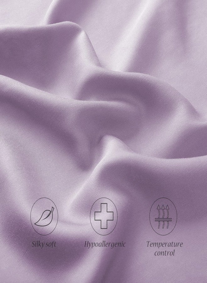 ELIBABA Cooling Side Sleeper Pillow Cases - Curved Bamboo Pillowcase Cover with Zipper - Breathable Cool Silky Soft Pillowcase for Hot Sleepers Hair and Skin, Queen Size 1 Pack, 20 * 30 Inches Light Purple - Image 3