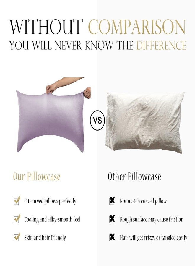 ELIBABA Cooling Side Sleeper Pillow Cases - Curved Bamboo Pillowcase Cover with Zipper - Breathable Cool Silky Soft Pillowcase for Hot Sleepers Hair and Skin, Queen Size 1 Pack, 20 * 30 Inches Light Purple - Image 2