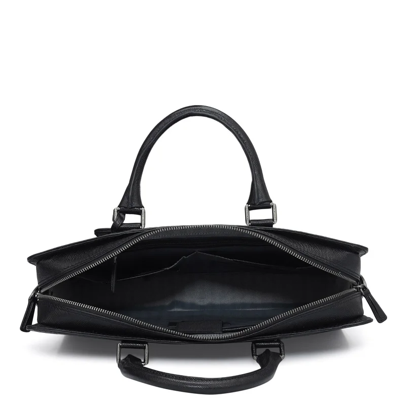 Da Milano black Croco Franzy Leather Laptop Bag - Black  | Best Price UAE