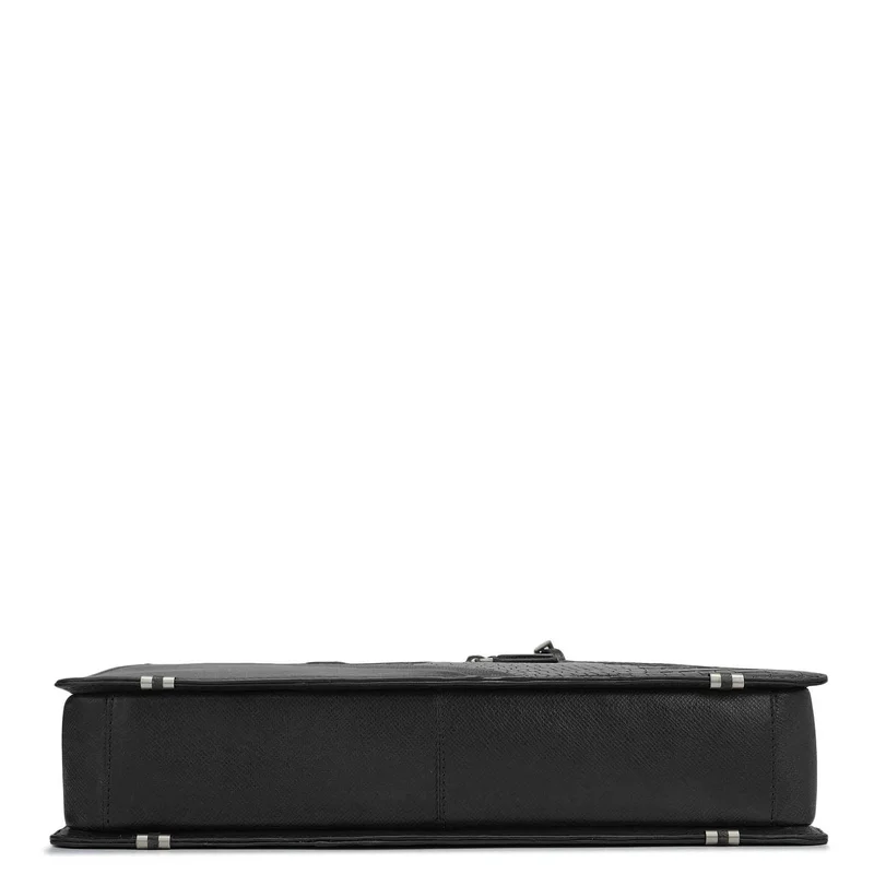 Da Milano black Croco Franzy Leather Laptop Bag - Black  | Best Price UAE