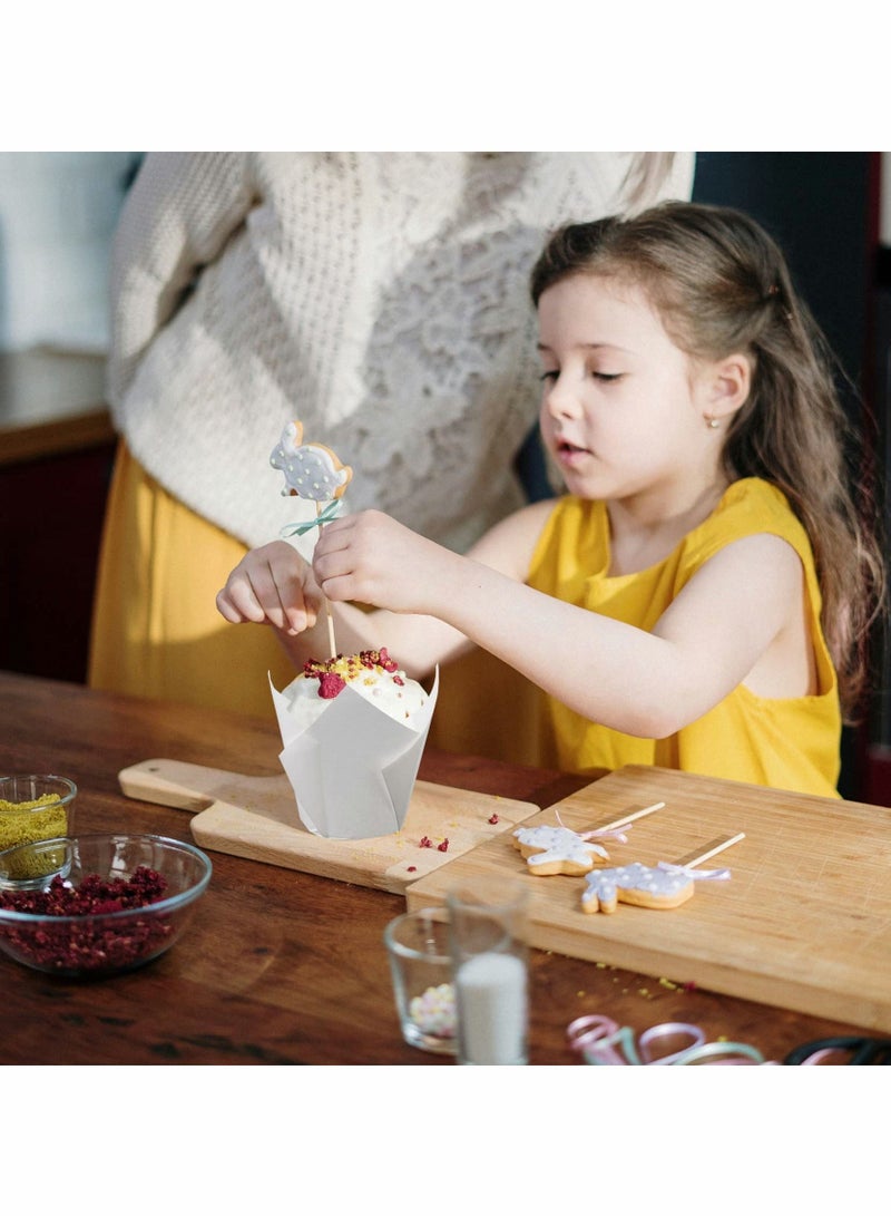 NIBEMINENT 200pcs Tulip Cupcake Liners Standard Greaseproof Paper Baking Cups Muffin Holders Perfect for Bridal Showers Baby Birthday Parties Banquets and Catering Events White - Image 5