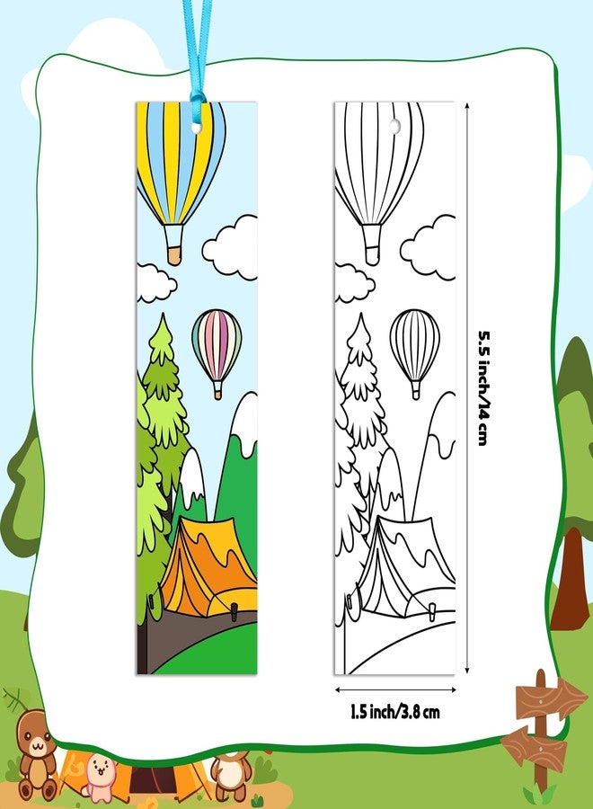 ANGOLIO 123P Camping Color Your Own Bookmarks for Kids Summer Funny Camping Tent Jungle Animal Campfire DIY Coloring Blank Book Markers for Teacher Student Classroom Art Crafts Birthday Party Supplies - Image 3