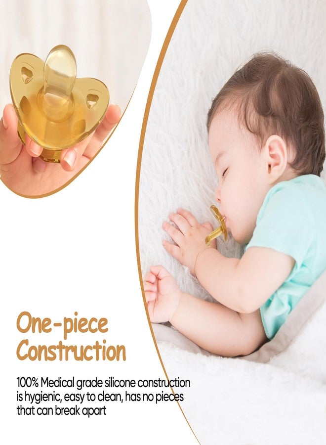 SFCCMM 100% Silicone Comfy Orthodontic Pacifiers Set of 2, Cute Baby Pacifier, with Handle & Air Holes for Added Safety, BPA-Free Soothers, Size 0-6 Months (Moon Flat) - Image 3