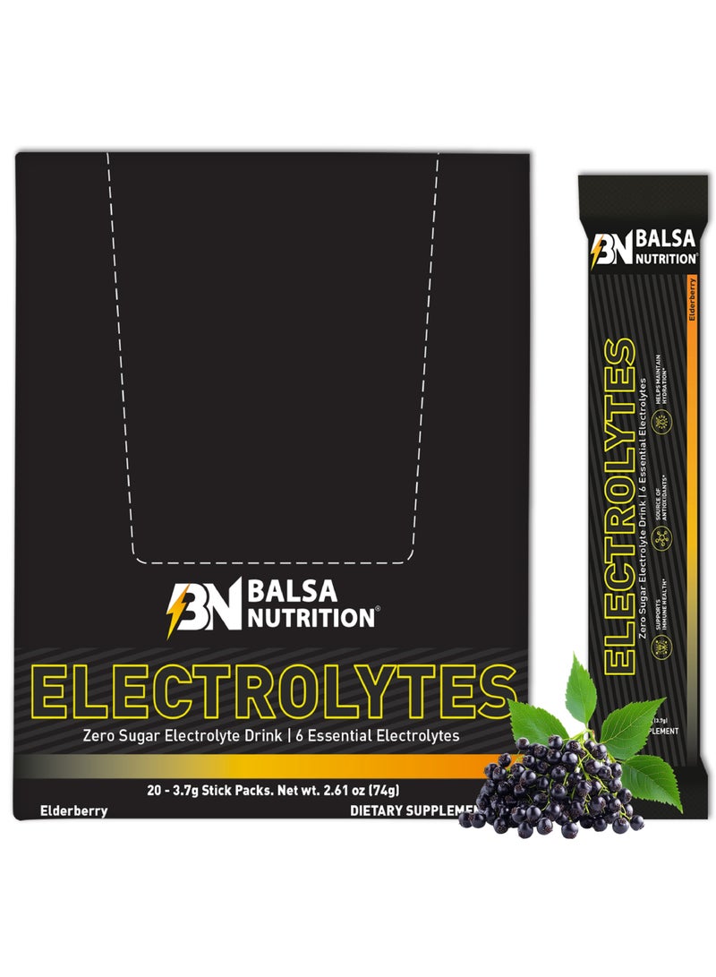 Balsa Nutrition Zero Sugar Electrolyte Powder Elderberry 20 Hydration Packets - Image 1