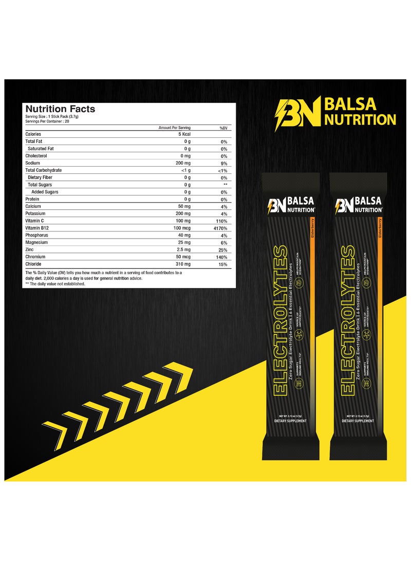 Balsa Nutrition Zero Sugar Electrolyte Powder Elderberry 20 Hydration Packets - Image 2
