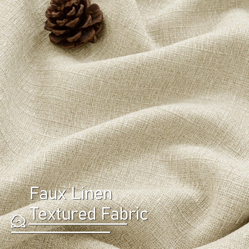 LAMIT Linen Curtains 84 inch Length 2 Panels, Grommet Thick Soft Light Filtering Curtains Privacy Living Room Window Drapes for Bedroom/Farmhouse, W52 x L84, Natural Beige - Image 3