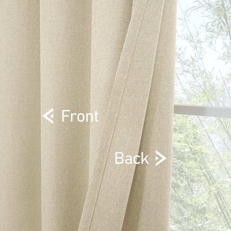 LAMIT Linen Curtains 84 inch Length 2 Panels, Grommet Thick Soft Light Filtering Curtains Privacy Living Room Window Drapes for Bedroom/Farmhouse, W52 x L84, Natural Beige - Image 5