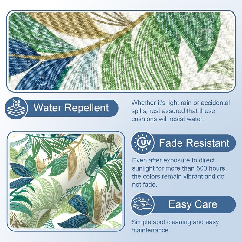 LVTXIII Outdoor Chair Cushions 18.5x16x3 Inch, Square Water-Repellent Patio Seat Cushions with Ties & Hidden Zipper, 2 Pack Thick Foam Chair Pads for Garden Furniture, Lush Leaf Green - Image 5