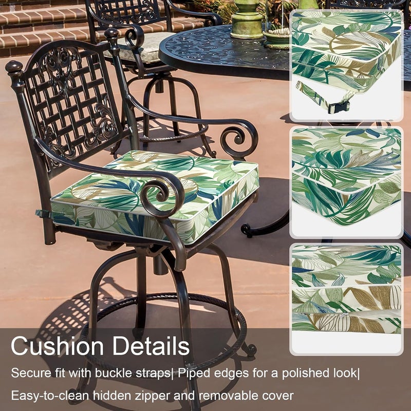 LVTXIII Outdoor Chair Cushions 18.5x16x3 Inch, Square Water-Repellent Patio Seat Cushions with Ties & Hidden Zipper, 2 Pack Thick Foam Chair Pads for Garden Furniture, Lush Leaf Green - Image 4