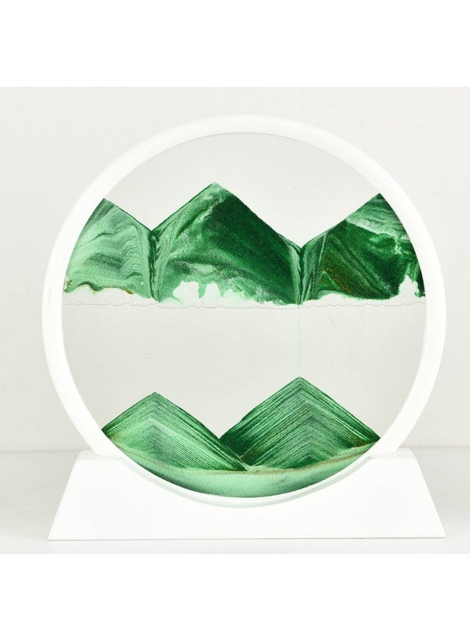 ستار ورك ديكور فني من ستار وورك للرمال المتحركة - إطار دائري من فن الرمال المتحركة، حركة رملية سائلة، تخفيف التوتر، مناسب لغرفة المعيشة، المكتب، المنزل، معرض الفنون بإطار أبيض (7 بوصات، أخضر) - Image 1