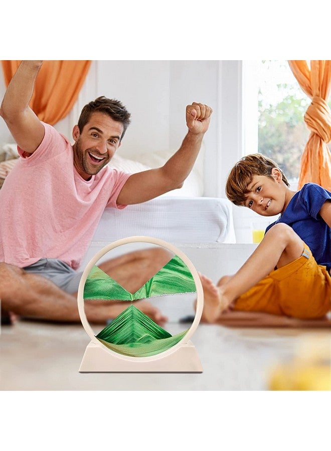 ستار ورك ديكور فني من ستار وورك للرمال المتحركة - إطار دائري من فن الرمال المتحركة، حركة رملية سائلة، تخفيف التوتر، مناسب لغرفة المعيشة، المكتب، المنزل، معرض الفنون بإطار أبيض (7 بوصات، أخضر) - Image 5