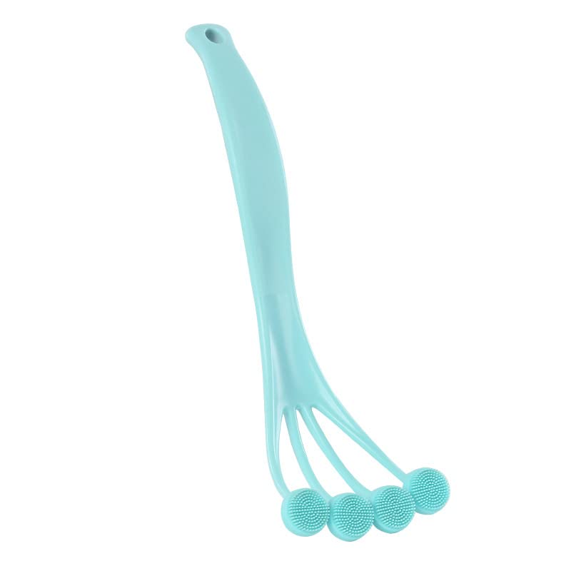 NILKANTH Silicone Back Scrubber for Shower Soft Bath Body Brush, Long Handle, BPA-Free (Blue) - Image 1