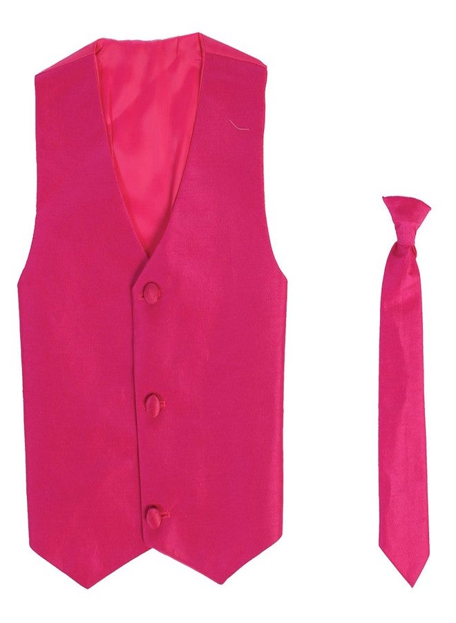Lito Vest and Clip On Boy Necktie set - FUCHSIA - 12/14 - Image 1