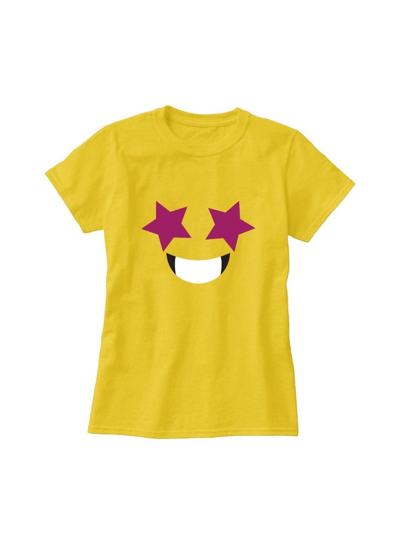 PRINTSHOP4ME - Adult Yellow Smiley Face T-Shirt Unisex Round Neck Short Sleeve Cotton T-Shirt-Soft And Comfortable Tshirt - Image 1