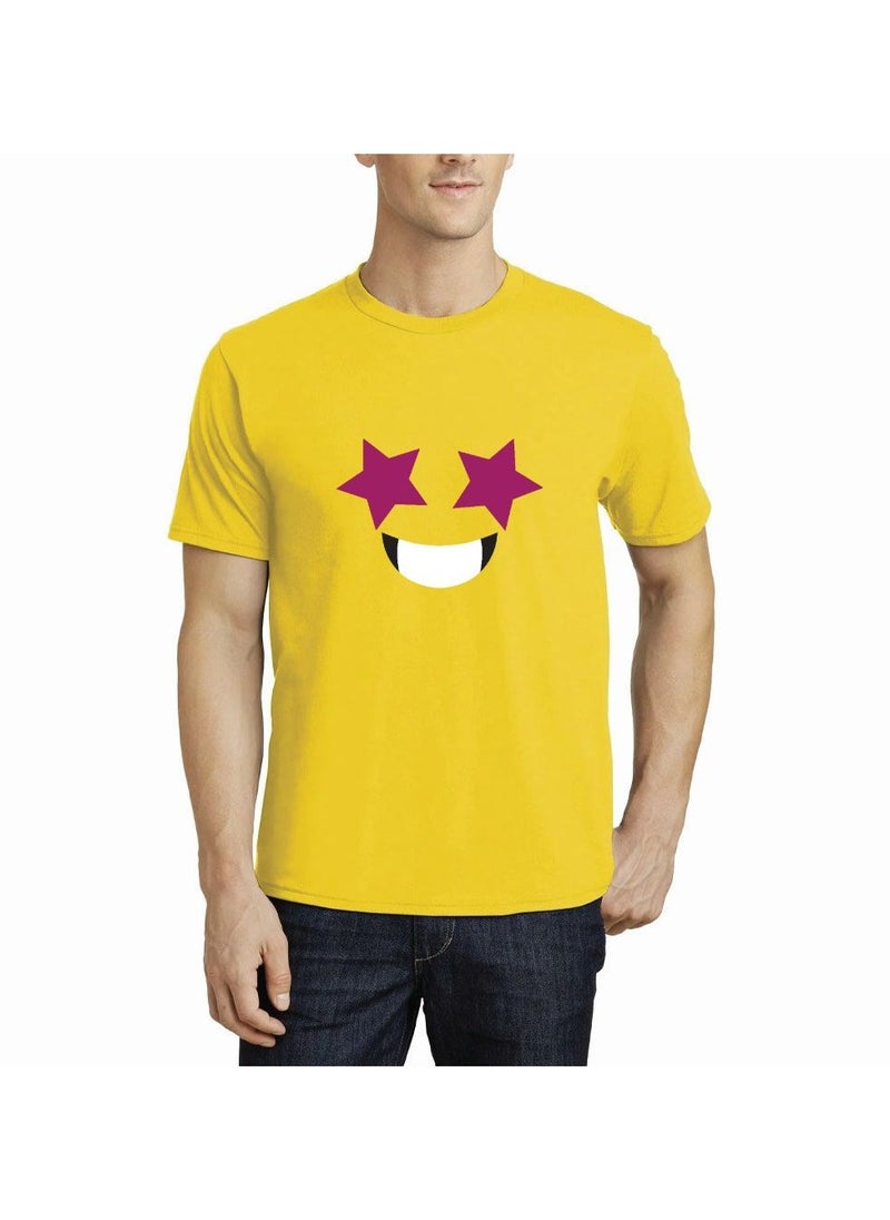 PRINTSHOP4ME - Adult Yellow Smiley Face T-Shirt Unisex Round Neck Short Sleeve Cotton T-Shirt-Soft And Comfortable Tshirt - Image 1