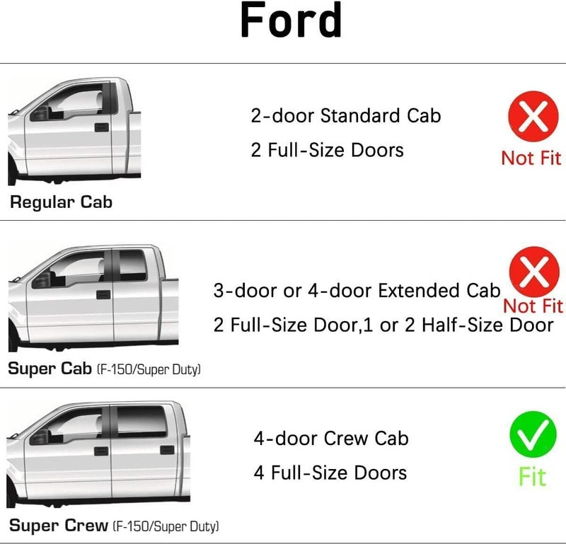 BOOGADEE 4pcs Window Shade Rain Guards Set for Ford F-150 2009-2014 SuperCrew/Crew Cab - Image 3