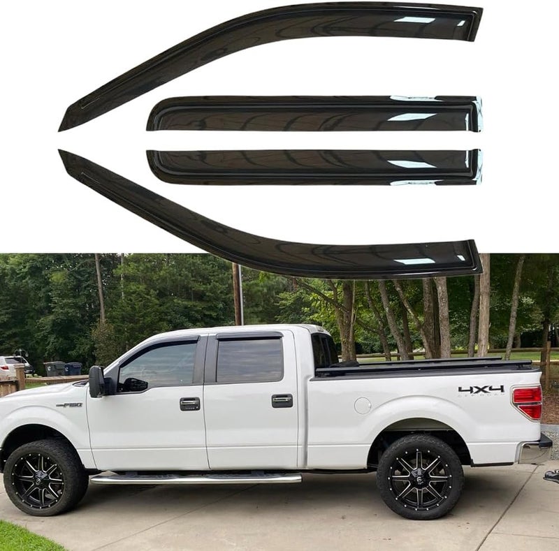 BOOGADEE 4pcs Window Shade Rain Guards Set for Ford F-150 2009-2014 SuperCrew/Crew Cab - Image 2