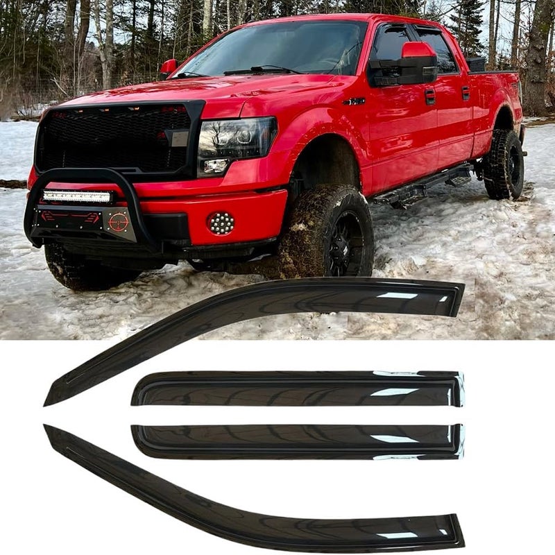 BOOGADEE 4pcs Window Shade Rain Guards Set for Ford F-150 2009-2014 SuperCrew/Crew Cab - Image 1