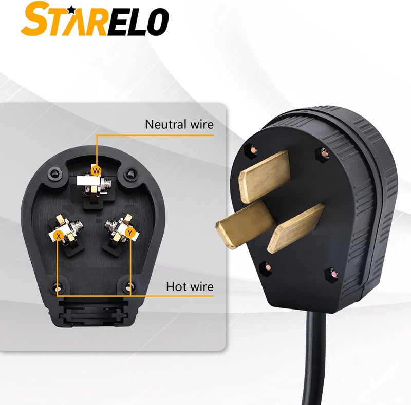 STARELO 10-30P & 10-50P Angle Plug, 30/50A 125/250V 3 Pole 3 Wire, No Grounding, Straight Blade 3 Prong Male Plug, Heavy Duty Industrial Grade Power Plug(10-30&50P) - Image 4