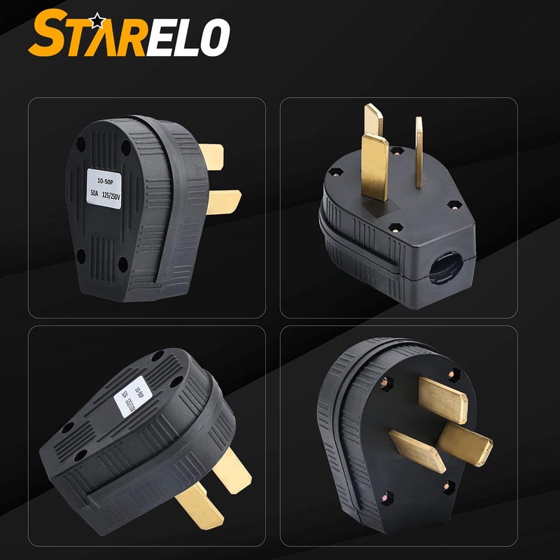 STARELO 10-30P & 10-50P Angle Plug, 30/50A 125/250V 3 Pole 3 Wire, No Grounding, Straight Blade 3 Prong Male Plug, Heavy Duty Industrial Grade Power Plug(10-30&50P) - Image 5