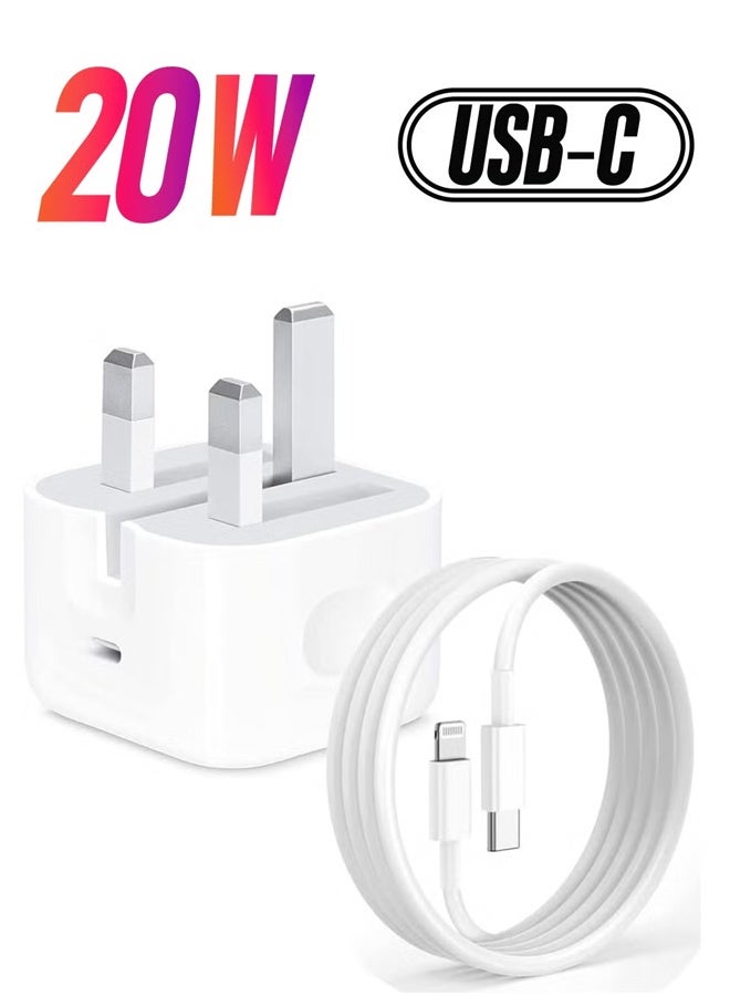 X spring Fast Charger |  Wall Fast Charger Adapter with 1m USB C to Lightning Cable Compatible with iPhone 14/14 Pro/14 Pro Max/13/12/SE2020/11/XR/XS Max/X/iPad - Image 1