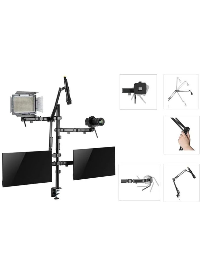 Skilltech All-In-One Studio Camera Adapter Setup with Single Monitor Mount – Adjustable Universal Camera & Screen Holder for Home Studio, Content Creation, Streaming, and Video Production - Image 3