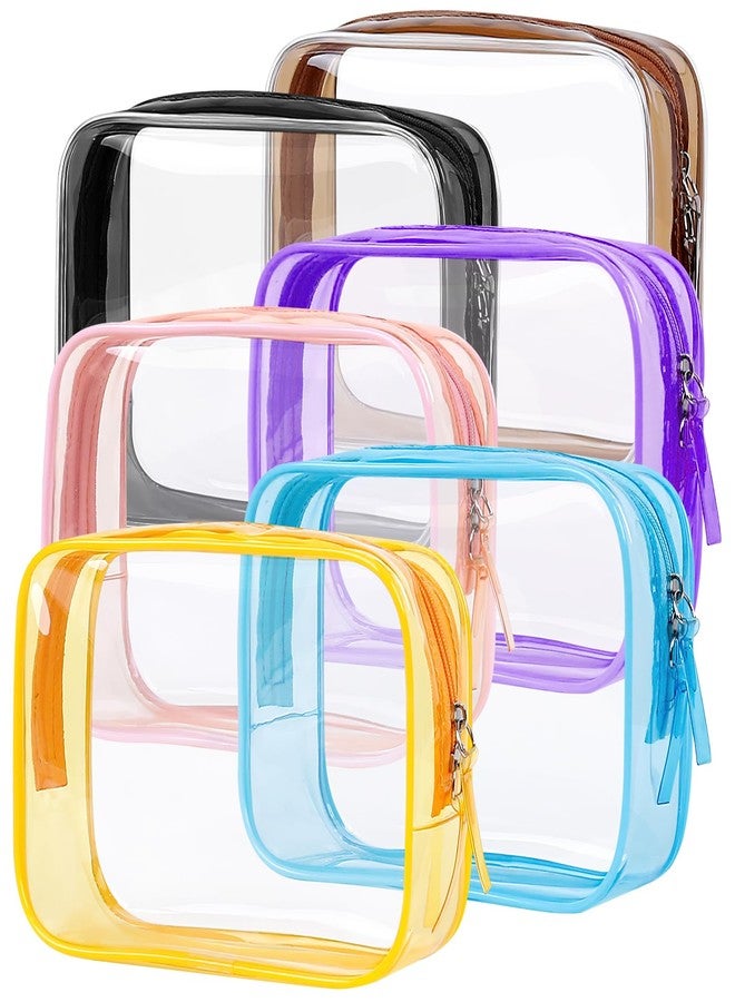 PLULON TSA Approved Toiletry Bag, 6 Pack Clear Toiletry Makeup Bag Cosmetic Bags Waterproof Quart Size Travel Bag for Women Men Carry on Airport Airline Bag - Mixed Color - Image 1